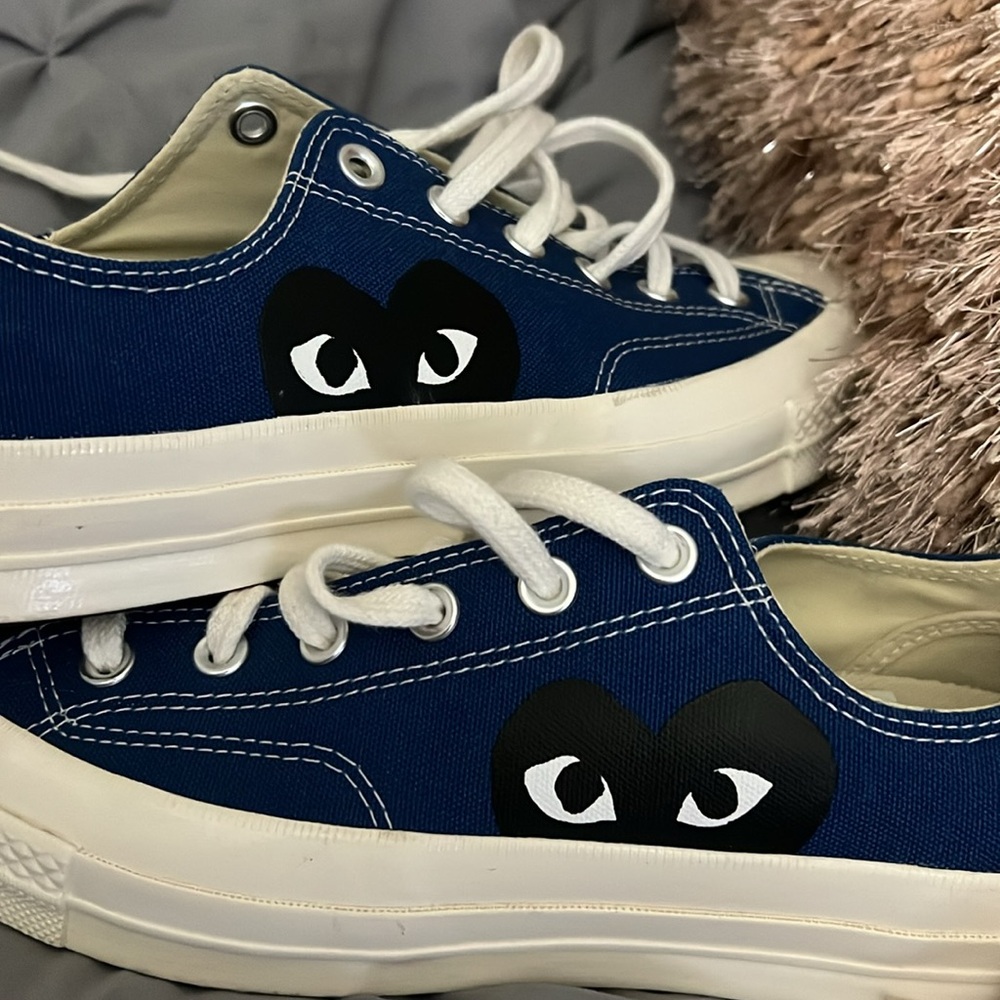 Blue Canvas Sneakers with Heart Logo